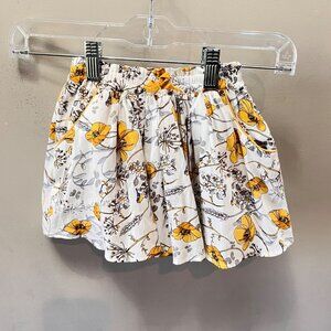Next UK‎ Toddler Girls Yellow Floral Print Skirt With Elastic Waist- 12-18m